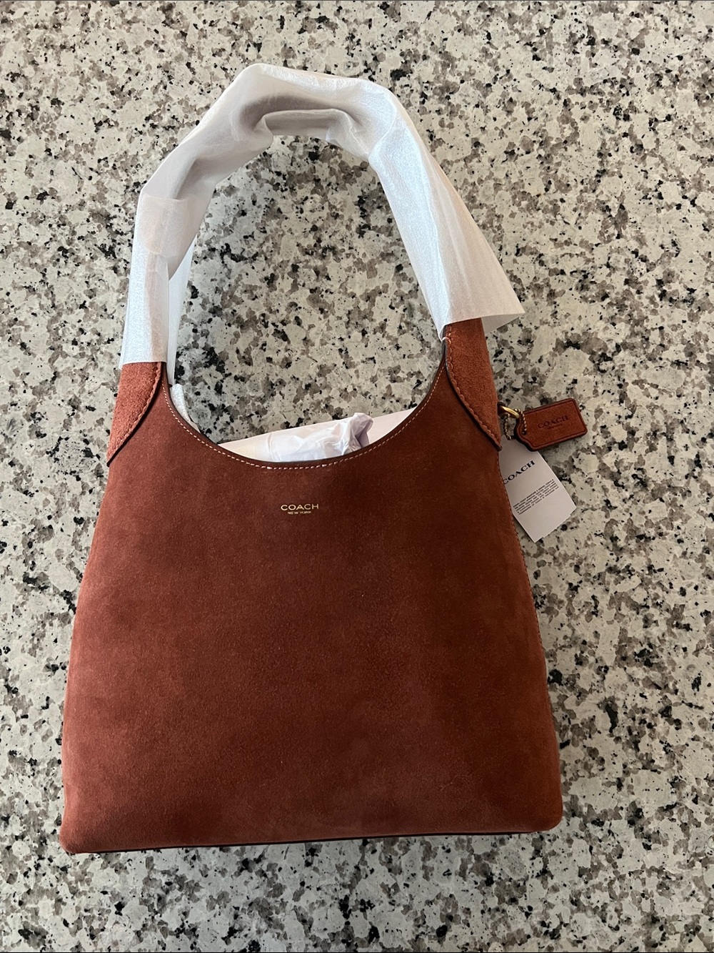 Coach Suede Brooklyn 28 (Brass/Clay) NWT